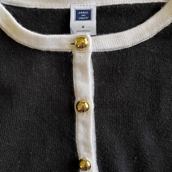 Janie and Jack Gold Button Cropped Cardigan - Picture 3 of 3